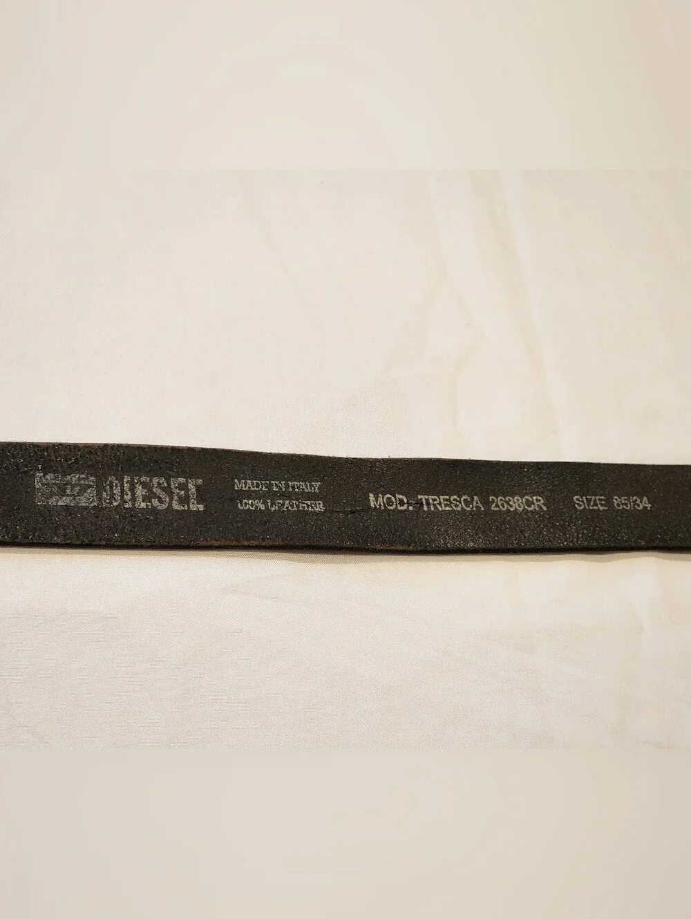 Diesel Men's Black Leather Belt with Brushed Metal Buckle